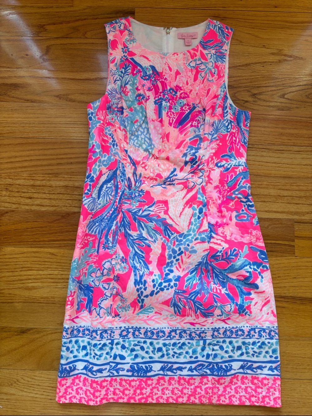 Lilly Pulitzer Pink & Blue Tropical Print Mila Shift Dress size 0